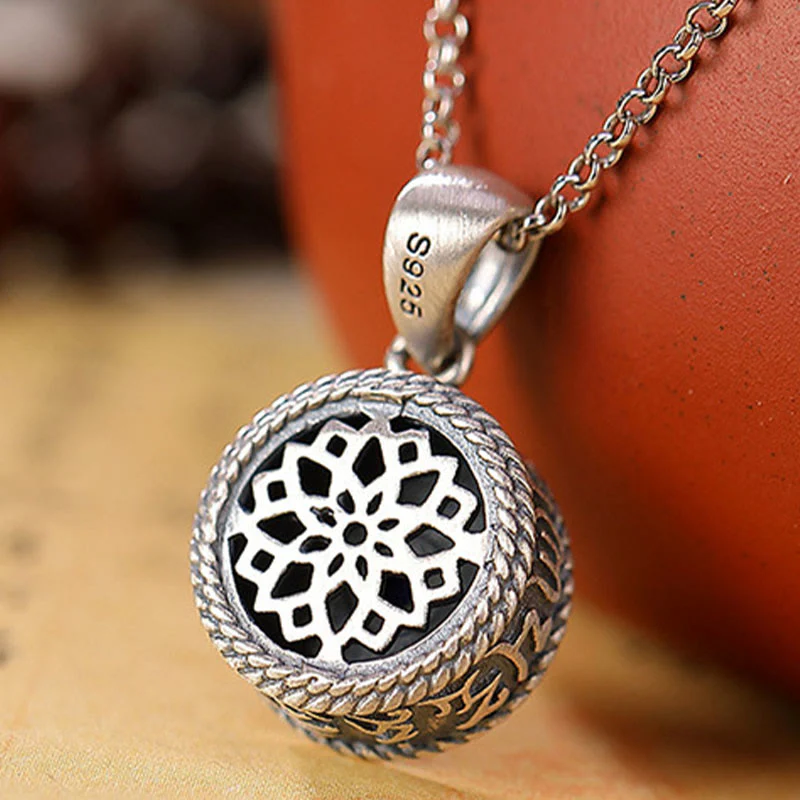 Buddha Stones 925 Sterling Silver Om Mani Padme Hum Lazurite Love Peace Necklace Pendant