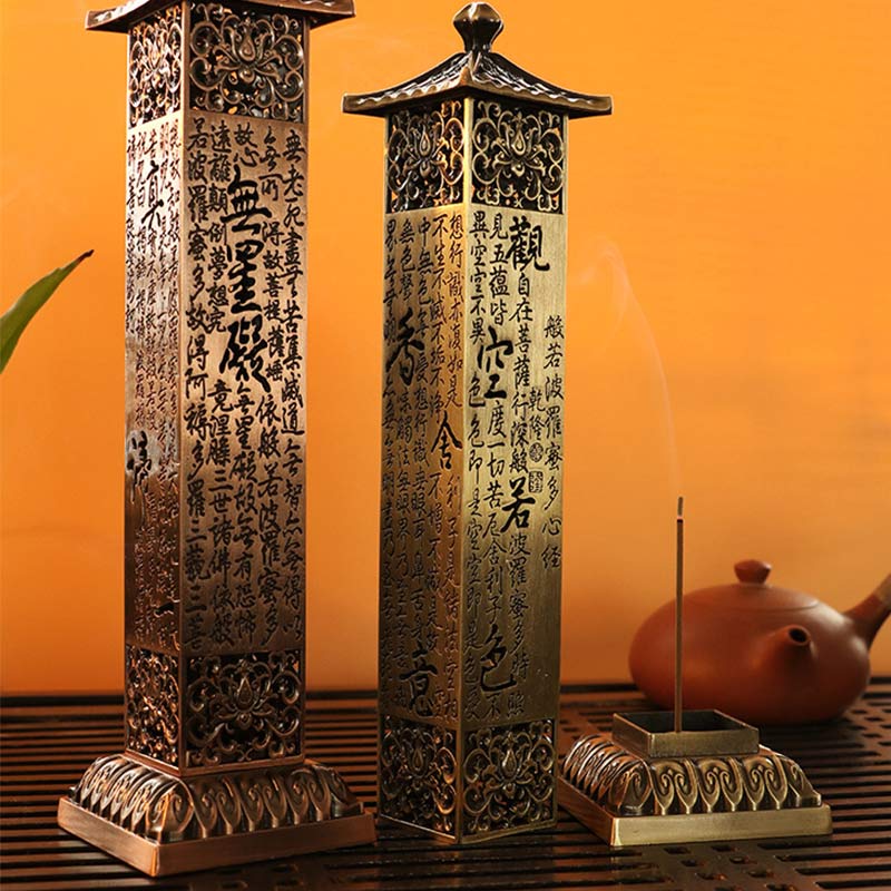 Buddha Stones Heart Sutra Alloy Incense Holder Healing Home Decoration Incense Burner