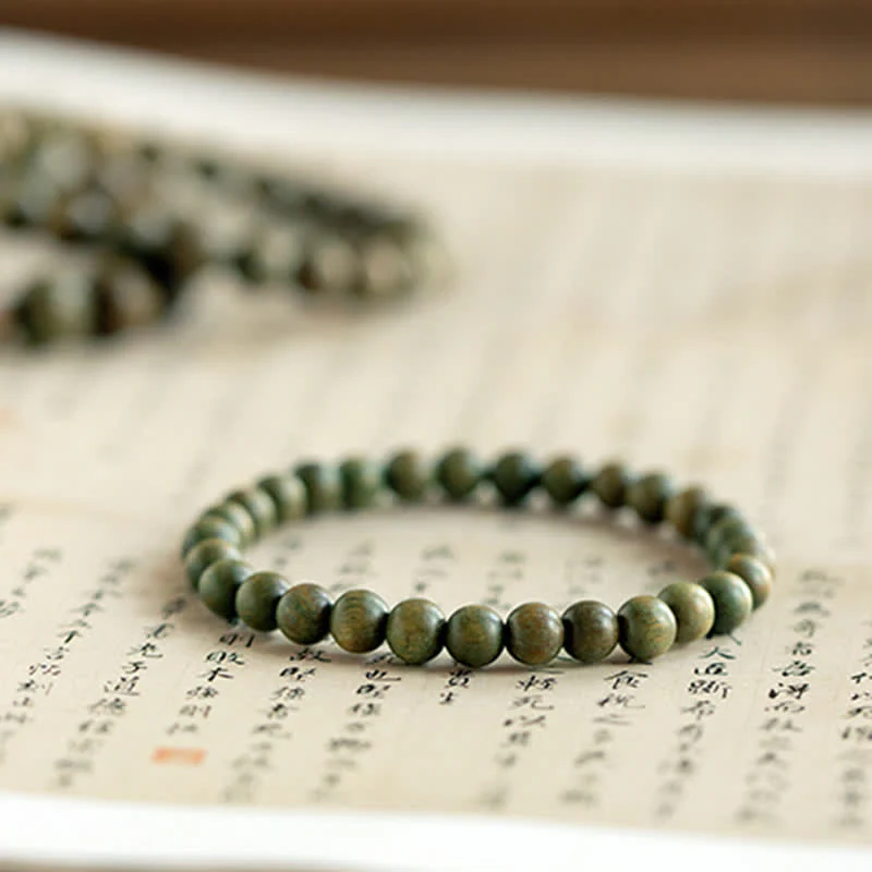 Buddha Stones Tibetan Green Sandalwood Soothing Cure Bracelet