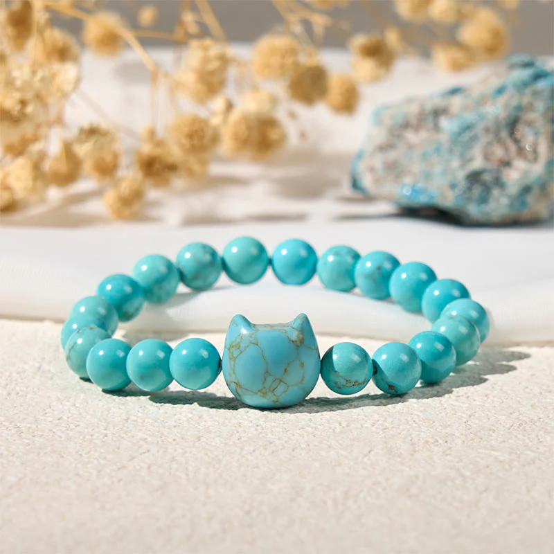 Buddha Stones Natural Cat Turquoise Strength Beads Bracelet