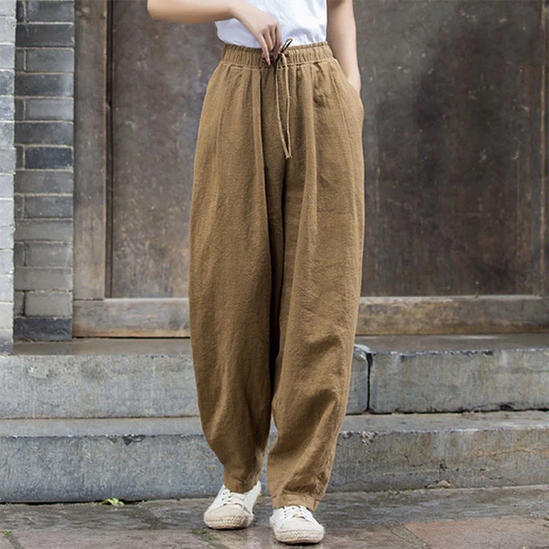 Buddha Stones Plain Design Cotton Women's Pants