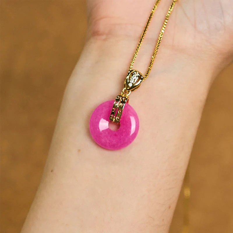 Buddha Stones Purple Jade Peace Buckle Happiness Necklace Pendant