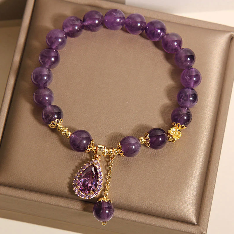 Buddha Stones Natural Amethyst Water Drop Balance Bracelet