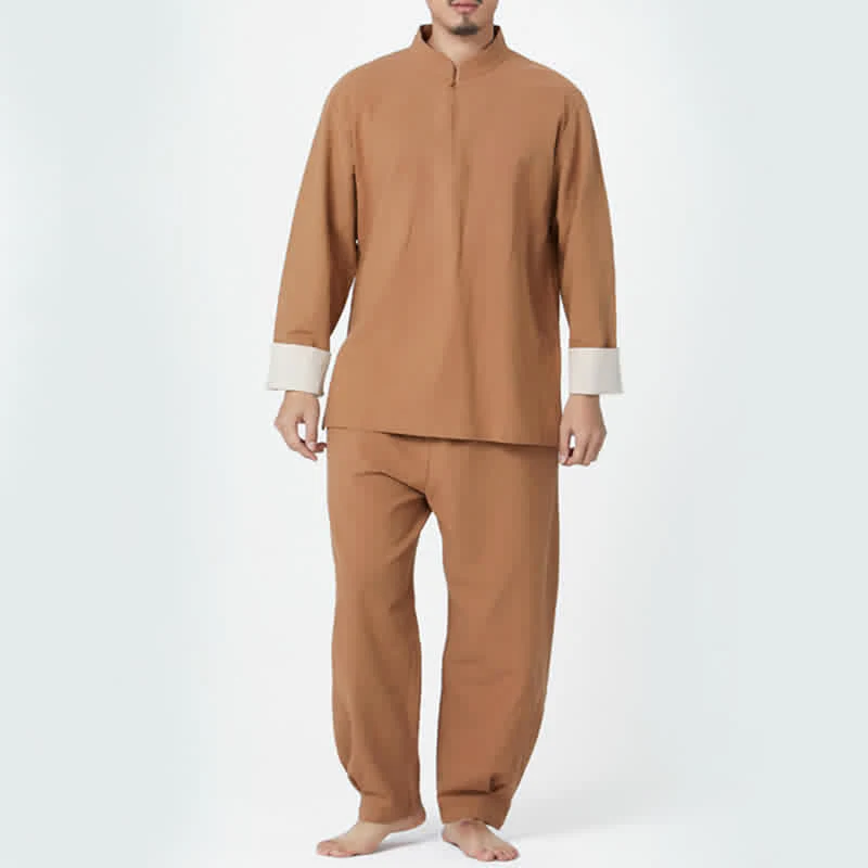 Buddha Stones Spiritual Zen Meditation Yoga Prayer Practice Cotton Linen Clothing Men's Set