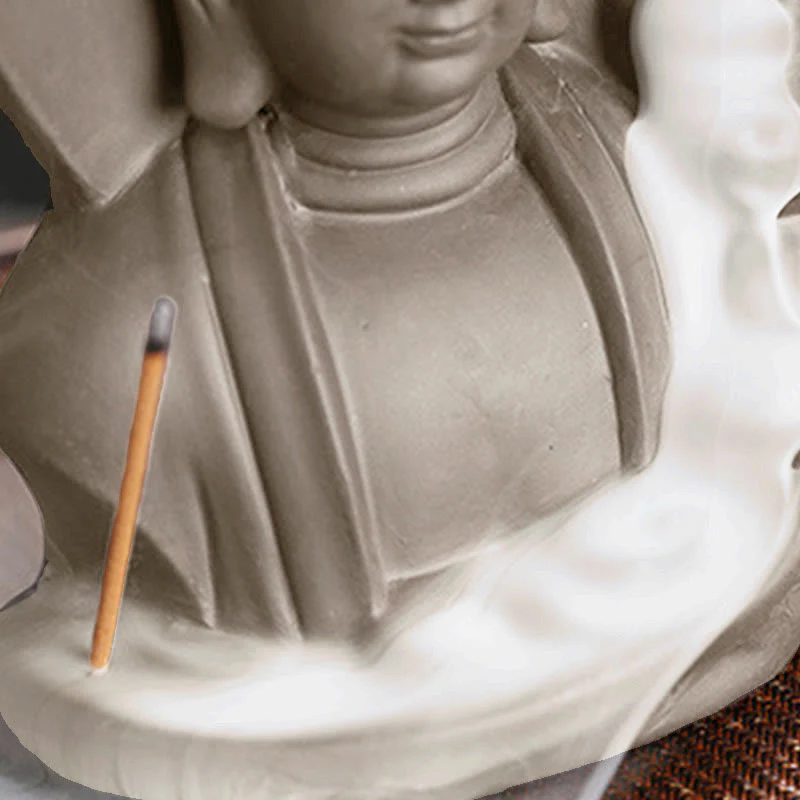 Buddha Stones Tibetan Avalokitesvara Buddha Lotus Healing Backflow Smoke Fountain Incense Burner