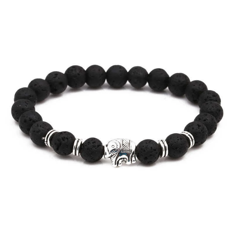 Buddha Stones Lava Rock Tiger Eye Stone Elephant Diffuser Peace Healing Bracelet