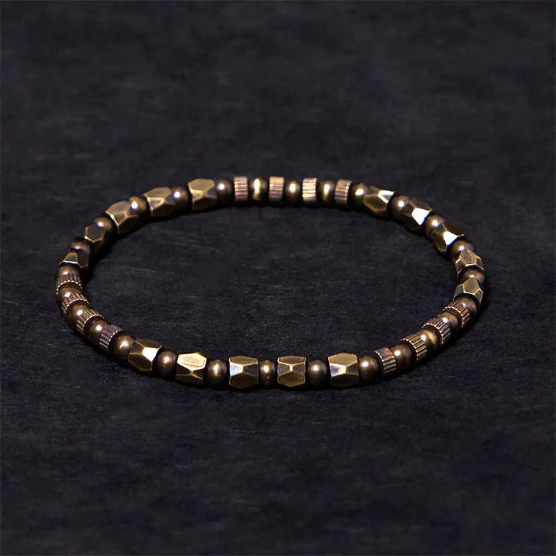 Buddha Stones Retro Distressed Irregular Design Copper Brass Luck Bracelet
