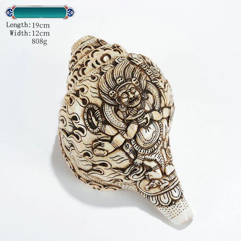 Buddha Stones Tibetan Handmade Engraved Shankha Buddha Avalokitesvara Conch Shell Wealth Decoration