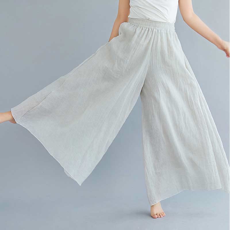 Buddha Stones Women Casual Loose Cotton Linen Wide Leg Pants For Yoga Dance