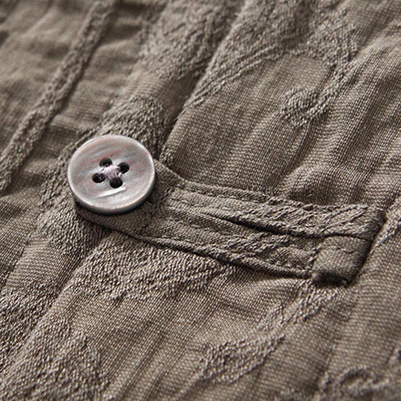 Buddha Stones Commute Plain Buttons Men's Short Sleeve Shirt With Pockets