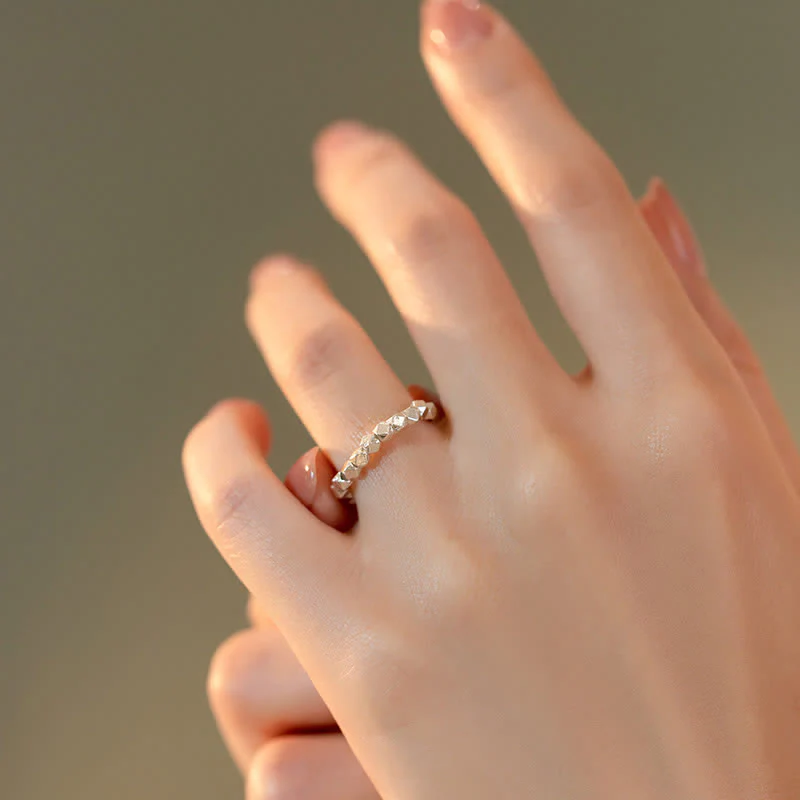 Buddha Stones 925 Sterling Silver Beaded Blessing Ring