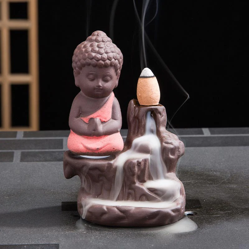 Buddha Stones Backflow Smoke Fountain Ceramic Blessing Incense Burner Decoration