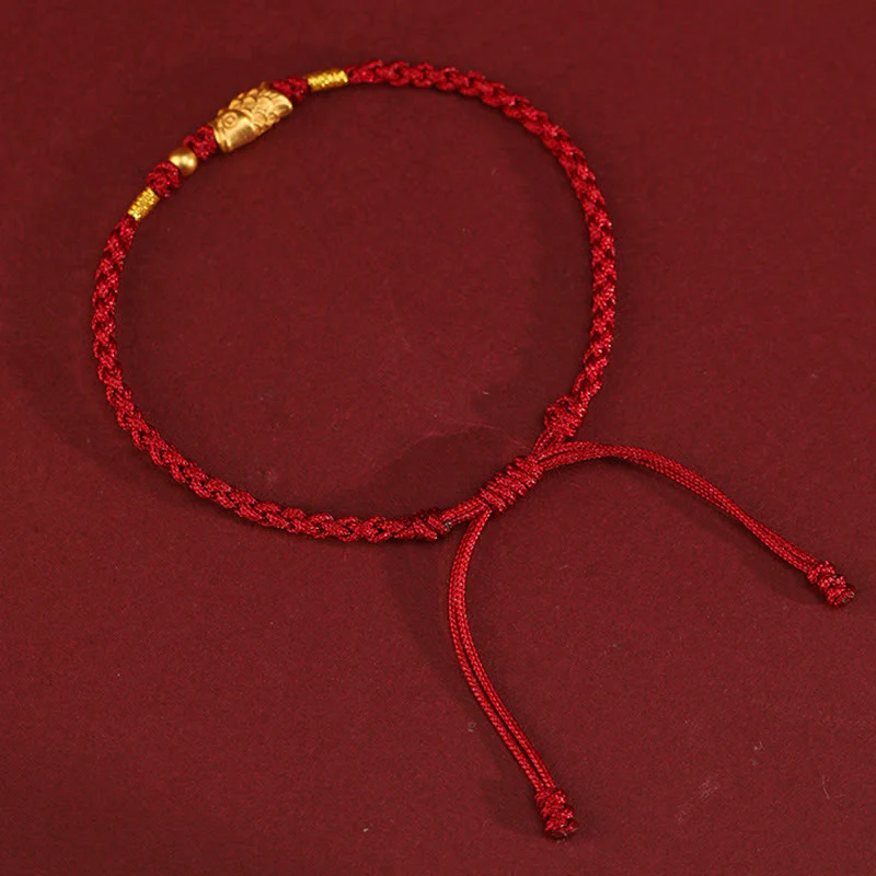 Buddha Stones 999 Gold Luck Protection Koi Fish Handmade Braided String Bracelet