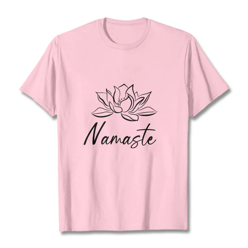 Buddha Stones Simple Lotus Flower Namaste Meditation Cotton Tee T-shirt