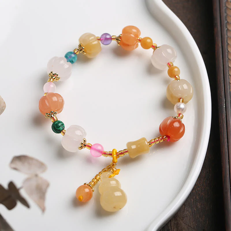 Buddha Stones Natural Golden Silk Jade Crystals Gourd Pixiu Pumpkin Beads Wealth Charm Bracelet