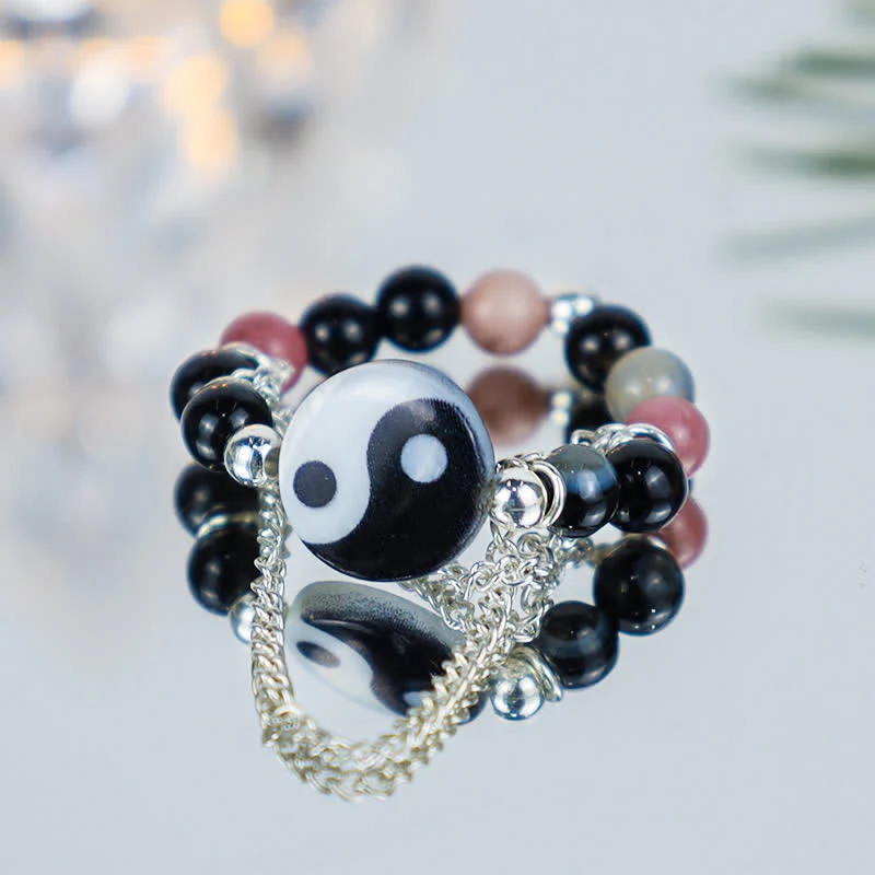 Buddha Stones Yin Yang Symbol Balance Luck Ring