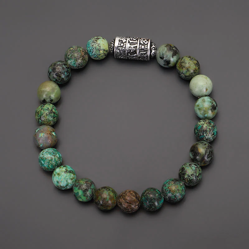 Buddha Stones Natural Lazurite Pietersite Unakite Om Mani Padme Hum Bead Positive Bracelet