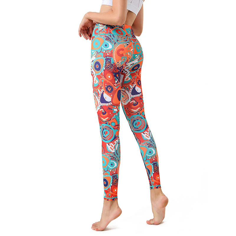 Buddha Stones Colorful Evil Eye Print Sports Exercise Fitness Leggings Women's Yoga Pants