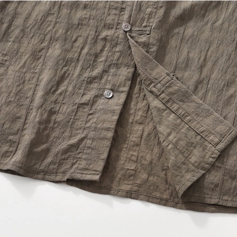 Buddha Stones Summer Short Sleeve Buttons Men's Shirt With Two Pockets