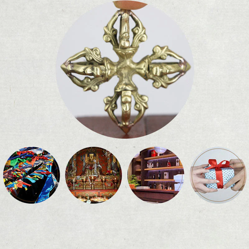 Buddha Stones Nepal Handmade 5 Prong Double Dorje Copper Strength Vajra