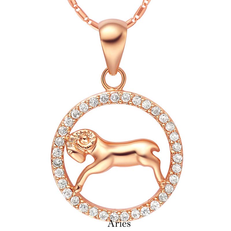 12 Constellations of the Zodiac Rhinestone Luck Necklace Chain Pendant (Extra 30% Off | USE CODE: FS30)
