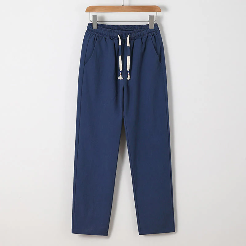 Buddha Stones 2Pcs Chinese Characters Crane Cotton Shirt Pants With Pockets Men's Meditation Cloth Set