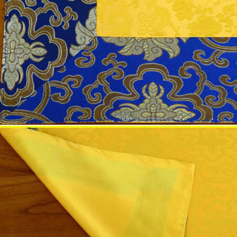 Buddha Stones Brocade Prayer Altar Flower Vajra Dragon Pattern Auspicious Symbols Table Runner