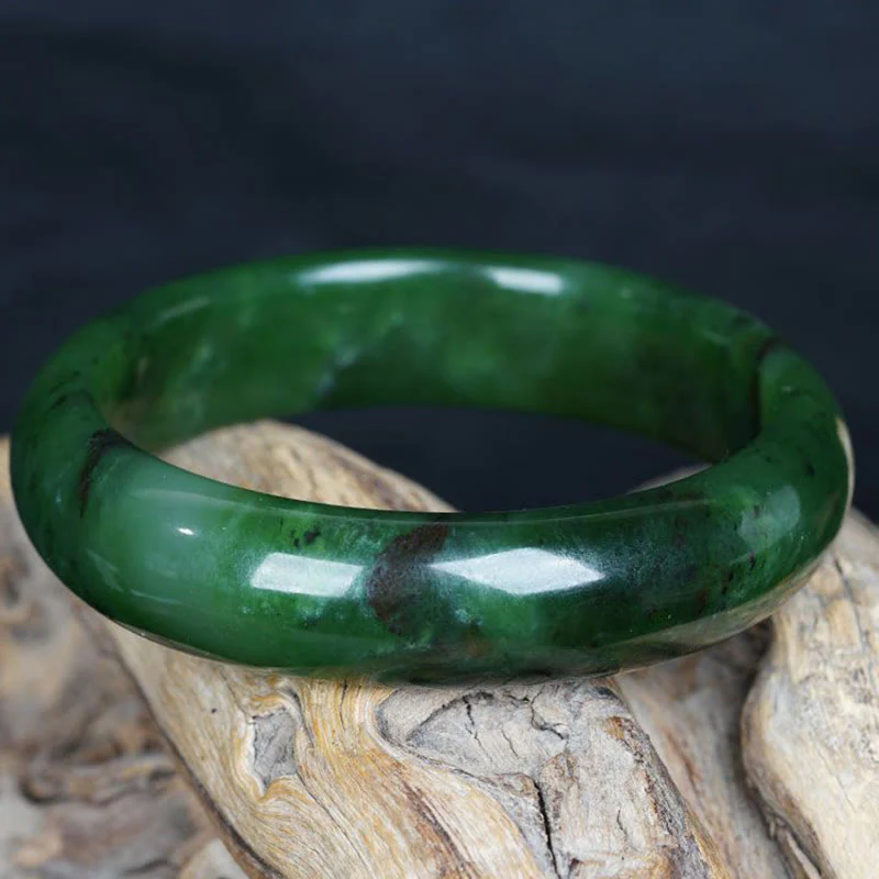 Buddha Stones Natural Hetian Cyan Jade Happiness Success Bracelet Bangle