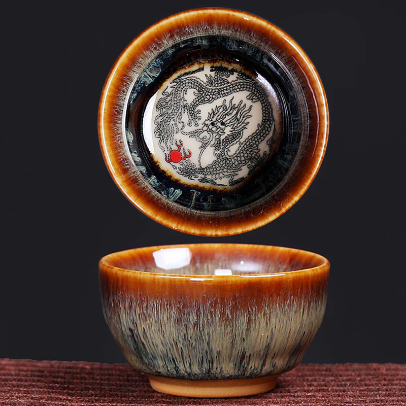 Buddha Stones 12 Chinese Zodiac Pattern Ceramic Teacup Kung Fu Jian Chinese Zhan Tea Cup 73ml