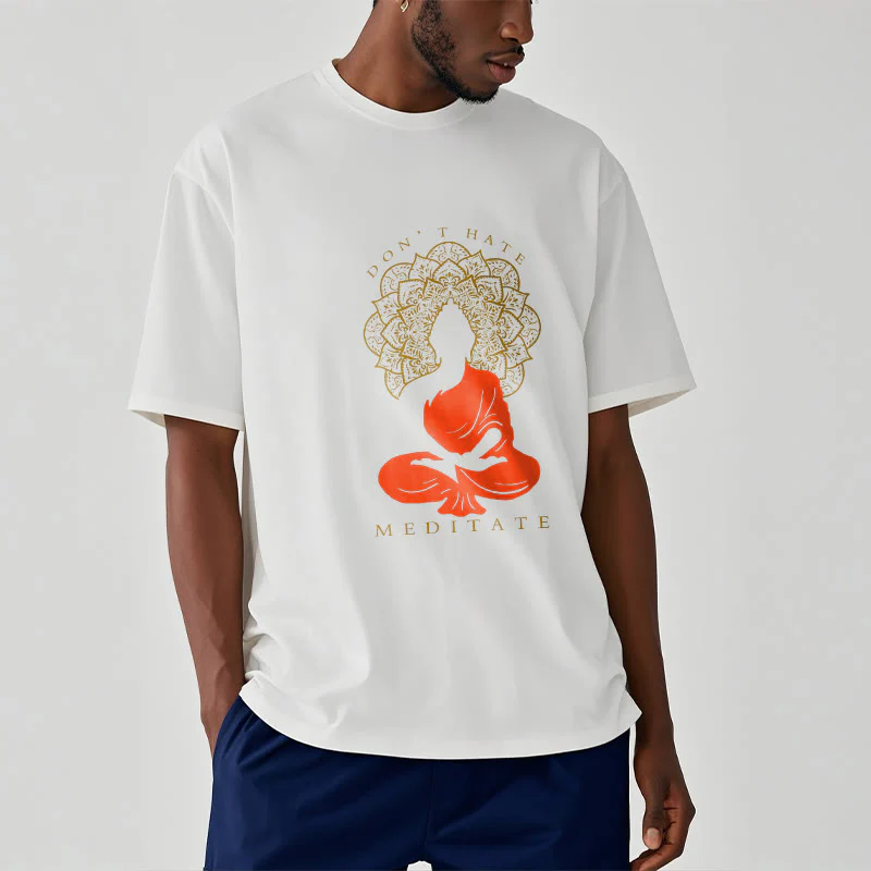 Buddha Stones Casual Meditative Buddha Mandala Pattern Cotton Tee T-Shirt