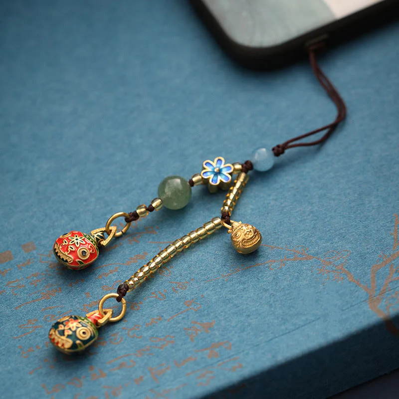 Buddha Stones Gold Swallowing Beast Family Luck Key Chain