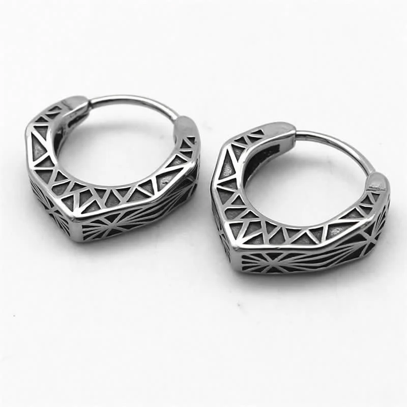 Buddha Stones Viking Hoop Titanium Steel Balance Earrings