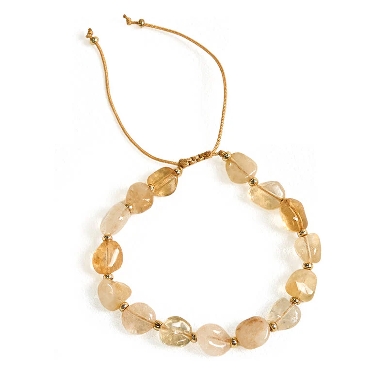 Buddha Stones Irregular Shape Citrine Braid String Happiness Bracelet