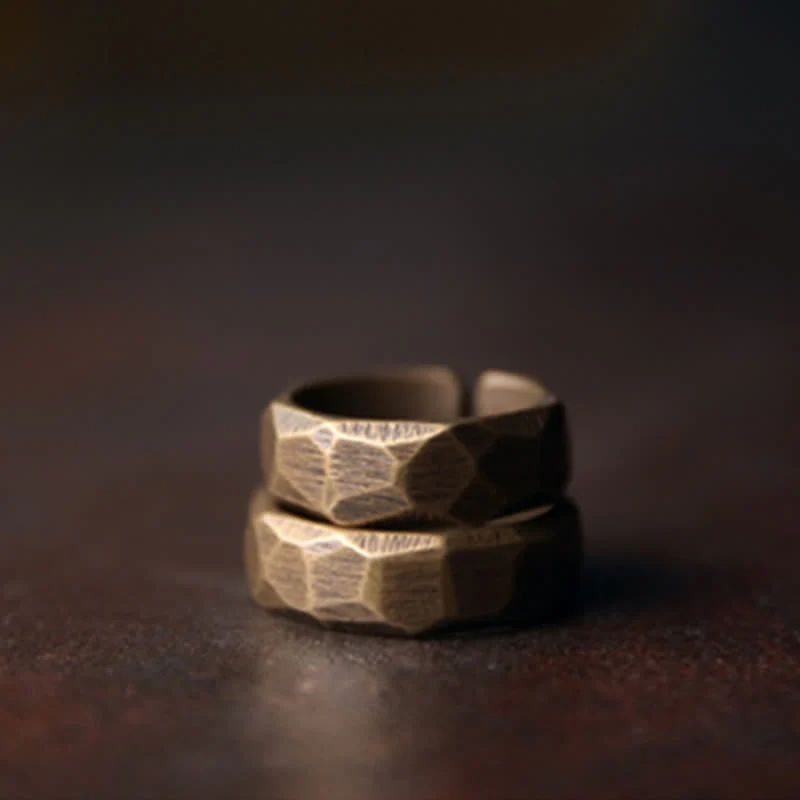 Buddha Stones Tibetan Simple Design Copper Wealth Ring