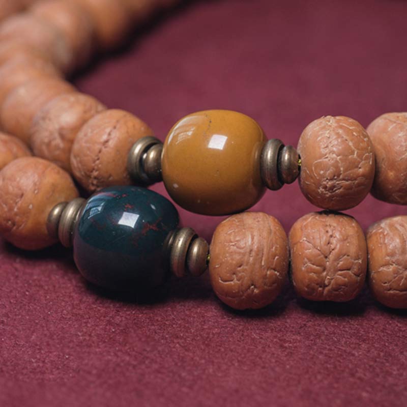 Buddha Stones 108 Mala Beads Bodhi Seed Dzi Bead Peace Tassel Bracelet