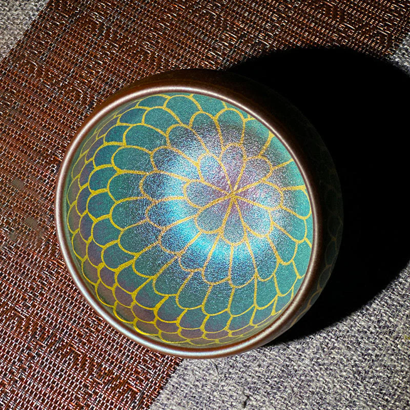 Buddha Stones Handmade Chinese Jianzhan Lotus Flower Pattern Ceramic Teacup Kung Fu Tea Cup 150ml