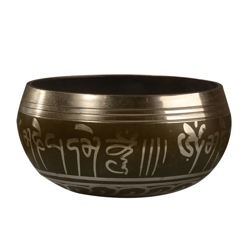 Buddha Stones Handmade Singing Bowl Buddha Eyes Scripture Pattern for Healing and Meditation Sound Bowl Set