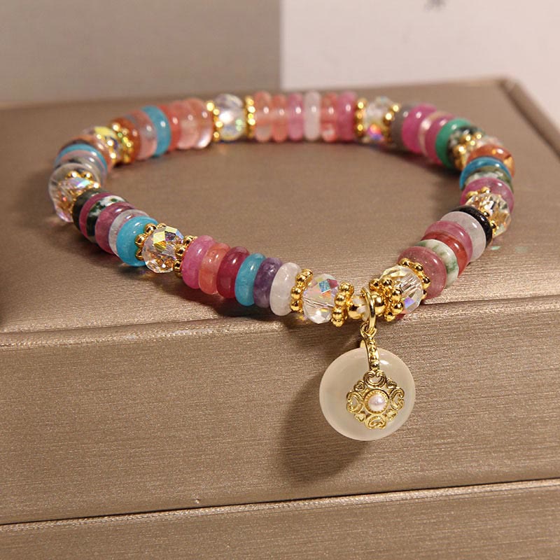 Buddha Stones Various Crystal Peace Buckle Auspicious Bracelet