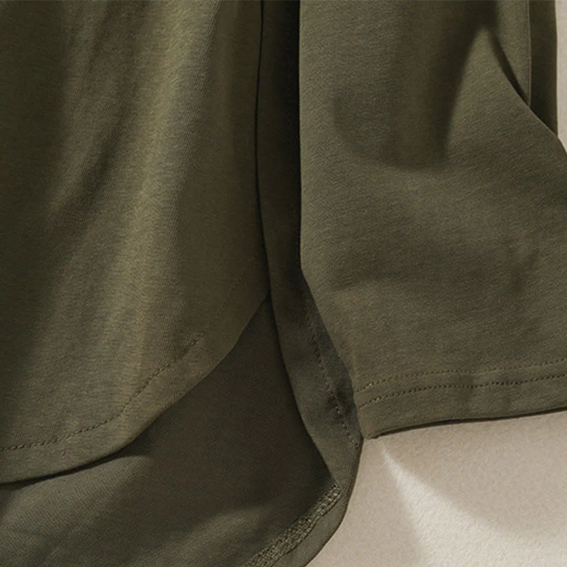 Buddha Stones Casual Pure Irregular Hem Cotton Linen Women's Long Sleeve T-shirt