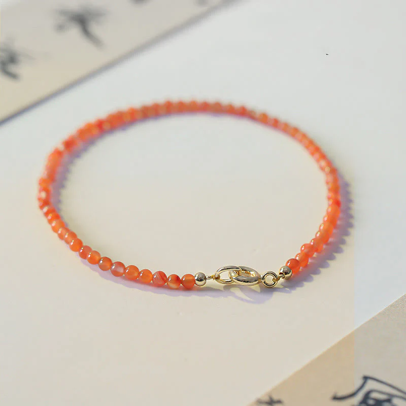 Buddha Stones Natural Cherry Persimmon Red Agate Ultra-thin Beads Confidence Bracelet