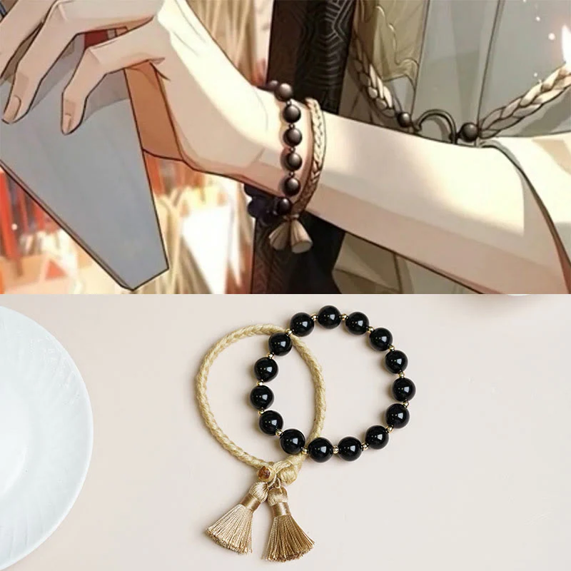 Buddha Stones 2Pcs Black Onyx Bead Support Protection String Bracelet