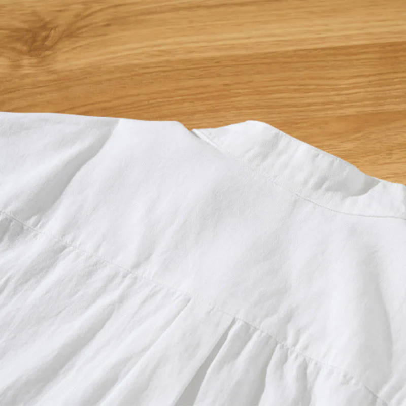 Buddha Stones Summer Solid Men's Half Button Short Sleeve Cotton Shirt