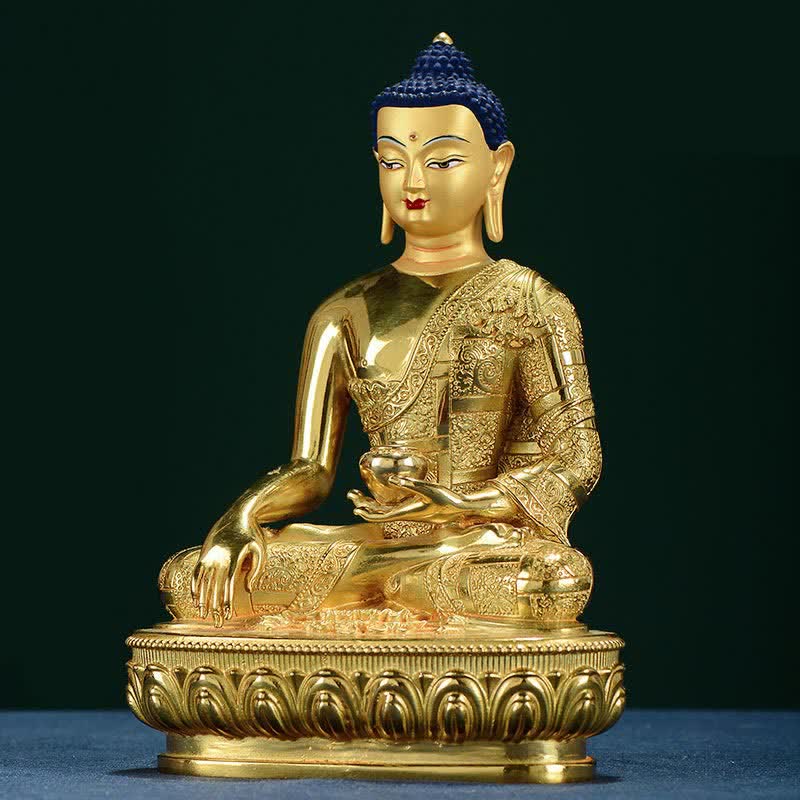 Buddha Stones Buddha Shakyamuni Figurine Enlightenment Copper Statue Home Offering Decoration