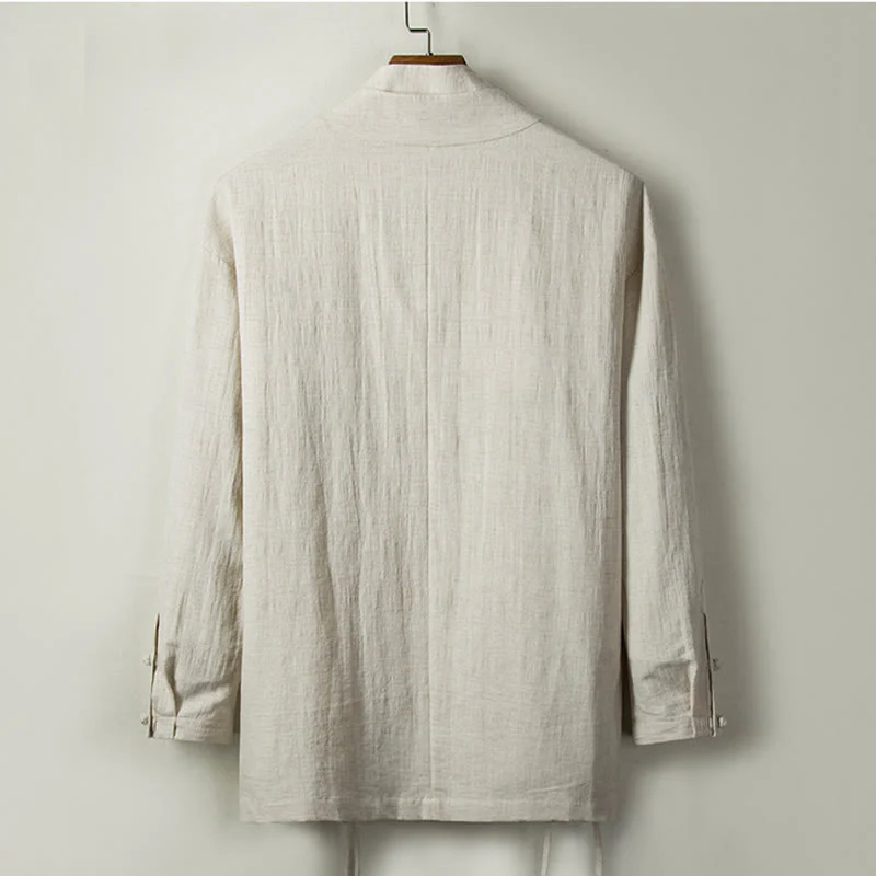 Buddha Stones Fall Chinese Hanfu Cotton Linen Men Jacket Clothing