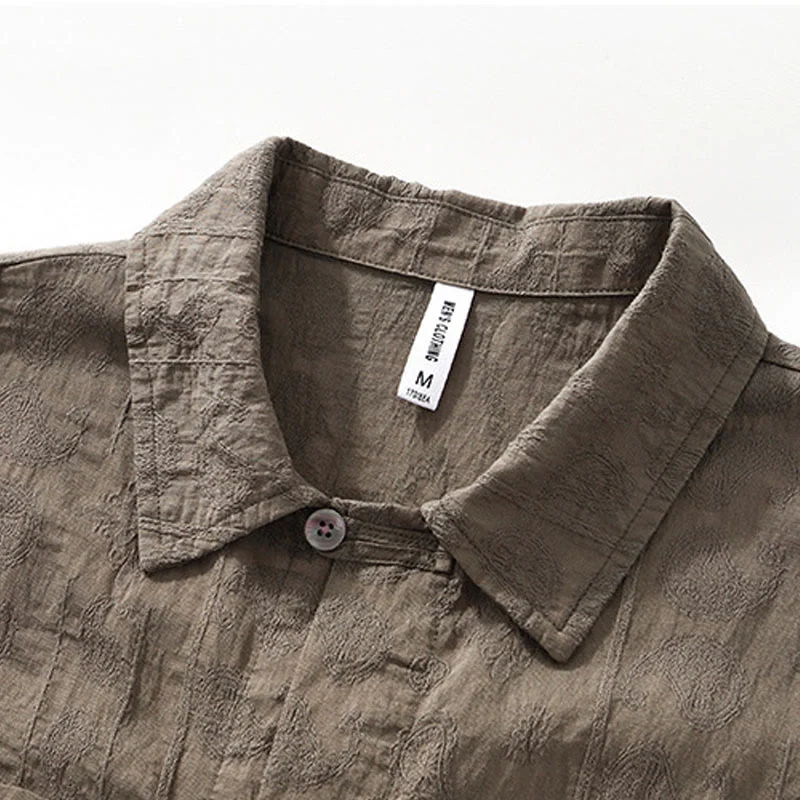 Buddha Stones Summer Short Sleeve Buttons Men's Shirt With Two Pockets