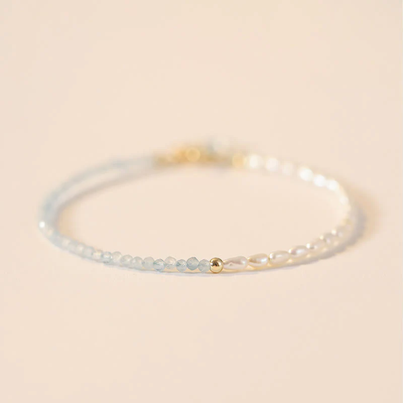 Buddha Stones 2mm Turquoise Pearl Ultra-thin Beads 14k Gold Plated Copper Wisdom Bracelet