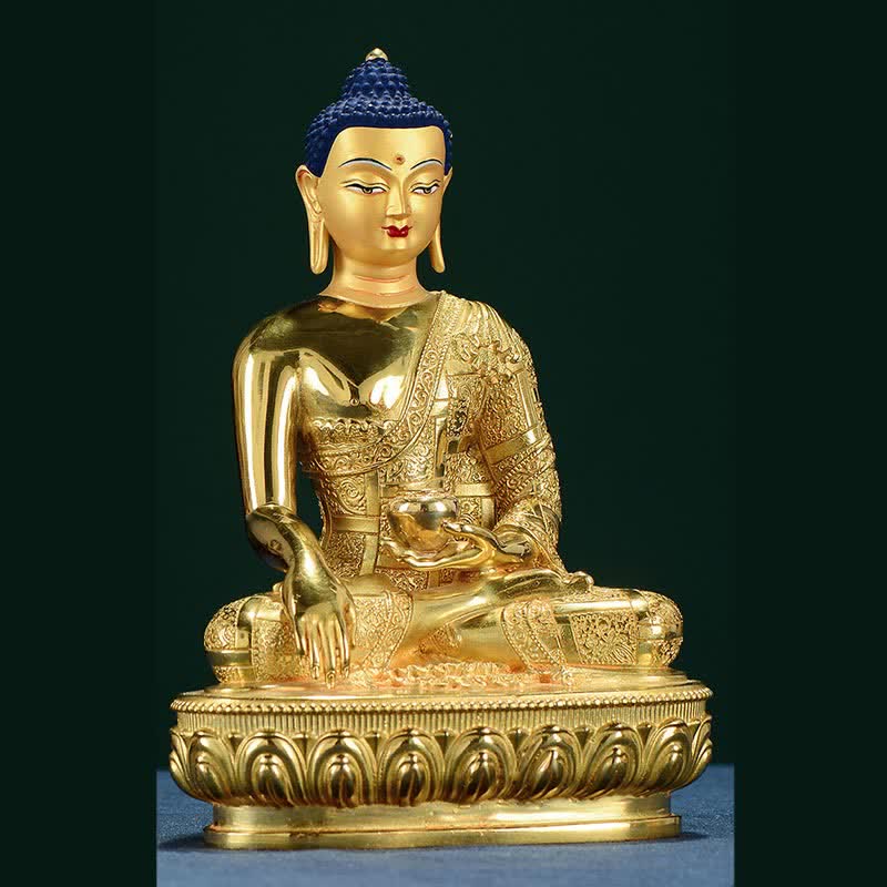 Buddha Stones Buddha Shakyamuni Figurine Enlightenment Copper Statue Home Offering Decoration