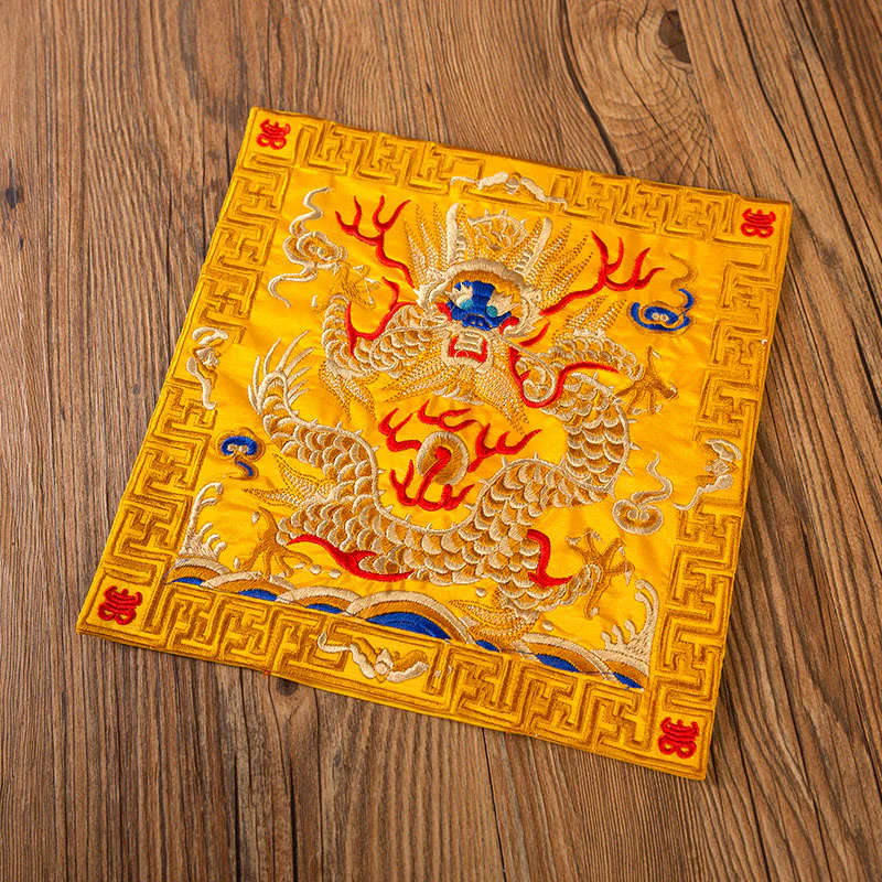 Buddha Stones Phoenix Dragon Kirin Embroidery Cup Mat Pad Tea Cup Coaster Kung Fu Tea Mat