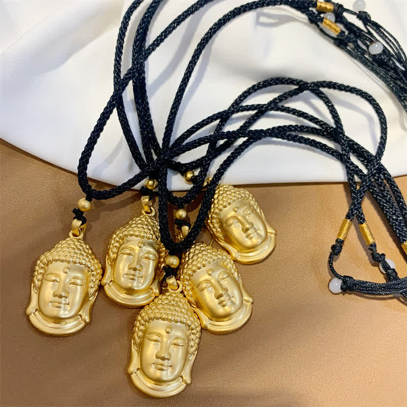 Buddha Stones Gold Buddha Copper Wealth Necklace Pendant