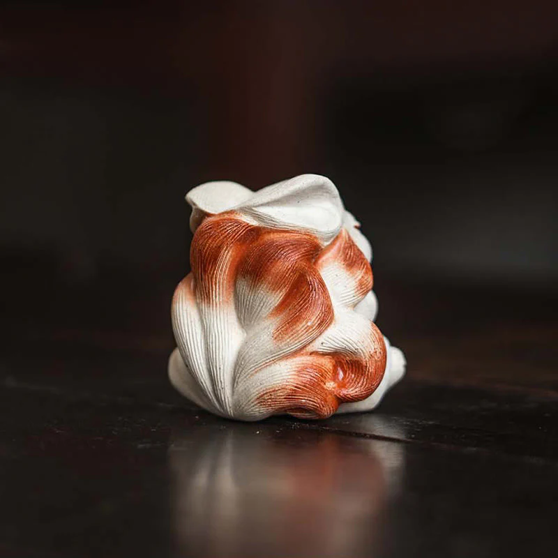 Buddha Stones Mini Nine Tailed Fox Purple Clay Luck Desk Decoration